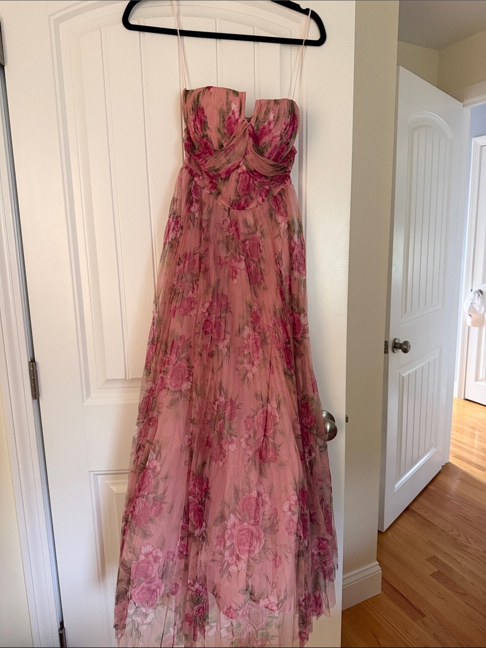 Fate Strapless Pink Floral Tulle Gown